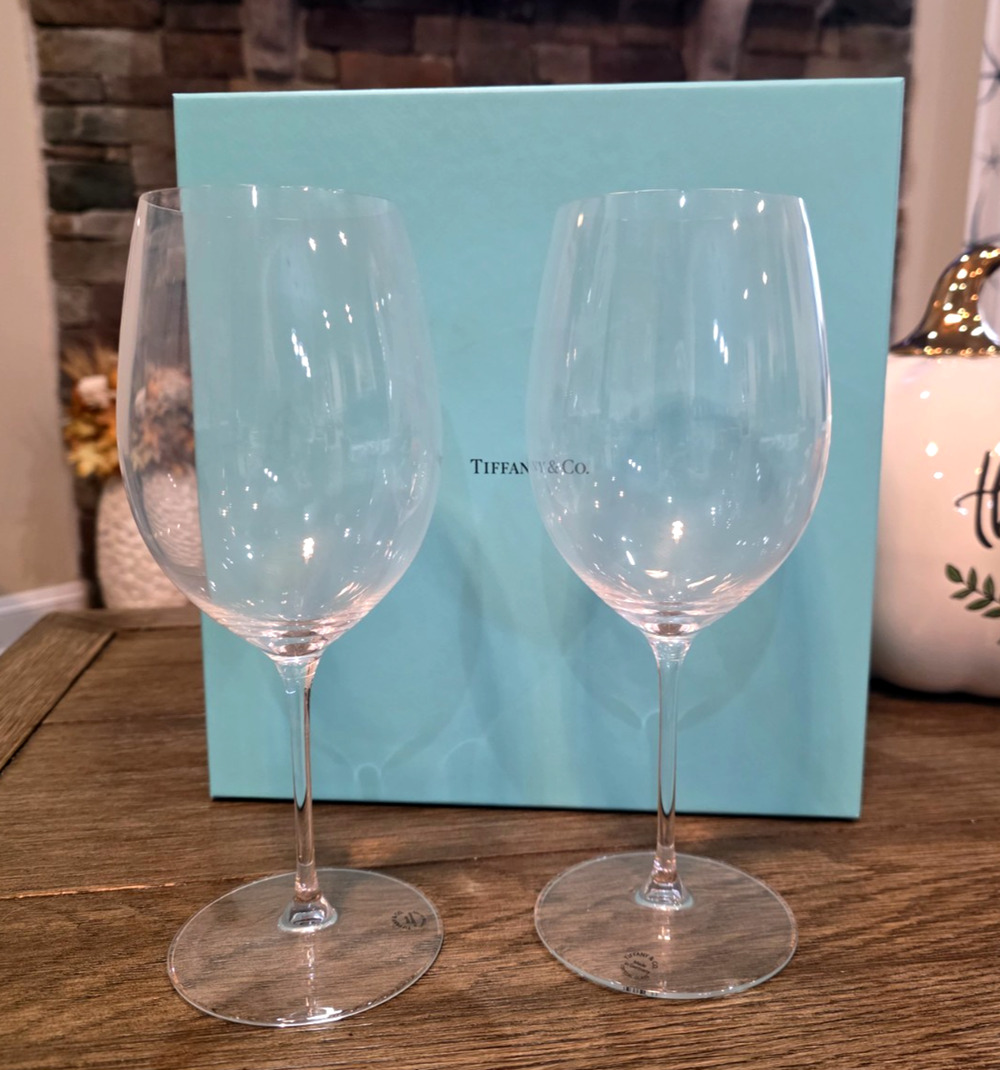 Tiffany & Co Home Essentials Crystal Wine Glasses Set of 2 Germany NIB Opened